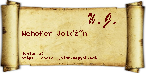 Wehofer Jolán névjegykártya