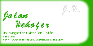 jolan wehofer business card